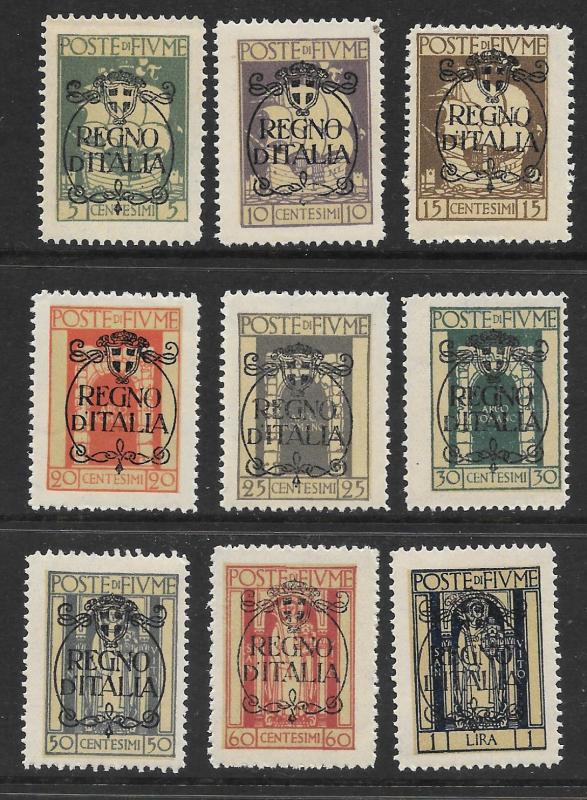 Fiume Scott 184-192 Mint short set overprinted stamps 2018 CV $21.60