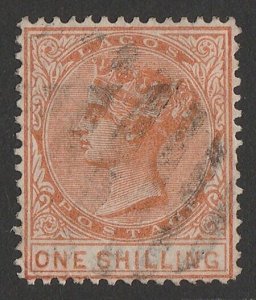 NIGERIA - LAGOS 1876 QV 1/- orange wmk crown CC, perf 14.