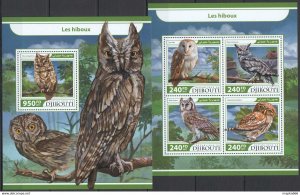 2017 Djibouti Owls Birds Fauna #1702-05+Bl779 ** Fd1215