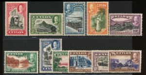 CEYLON 264-274 MINT HINGED KGV