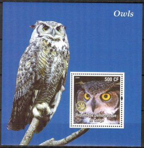 Congo 2004 Rotary Birds Owls (3) S/S MNH Private