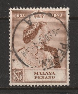 Penang the 1948 Silver Wedding $5 used