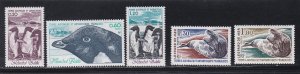 French Southern Antarctic Territory # 89-93, Penguins & Sea Lions, NH, 1/2 Cat.