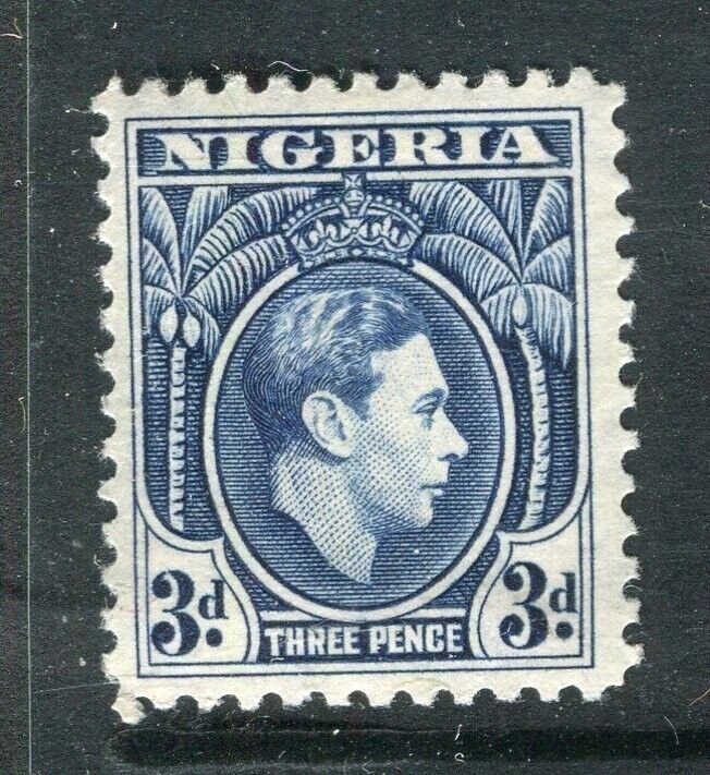 NIGERIA; 1938 early GVI portrait issue fine Mint hinged Shade of 3d. value