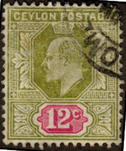 Ceylon 184 - Used - 12c Edward VII (wmk 3) (1904) (cv $2.10) +