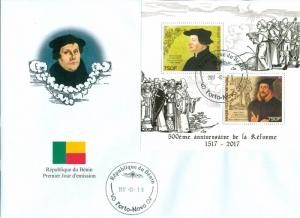 Reformation Luther Calvin Zwingli Protestantism Benin first day covers FDC set