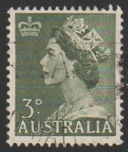 Australia SC# 257 - (3p) - Queen Elizabeth II, dark green - Used Single