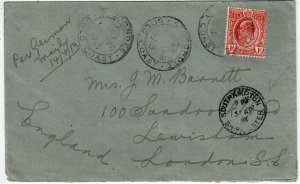 Gold Coast 1913 Southampton Ship Letter cancel on cover to England