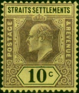 Straits Settlements 1902 10c Purple & Black-Yellow SG115 Fine LMM