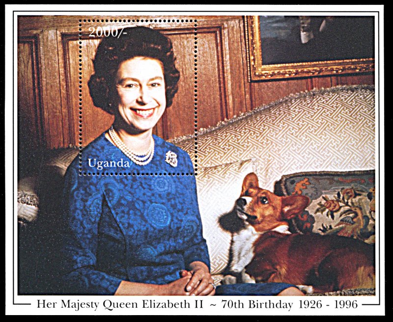 Uganda 1413, MNH, 70th Birthday of Queen Elizabeth II souvenir sheet