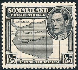 Somaliland Protectorate 1938 5r Black SG104 MH