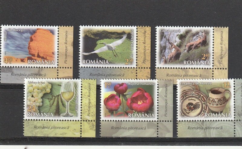 Romania STAMPS 2023 PICTURESQUE COUNTRY BRAN CASTLE DRACULA NATURE BIRDS SET MNH