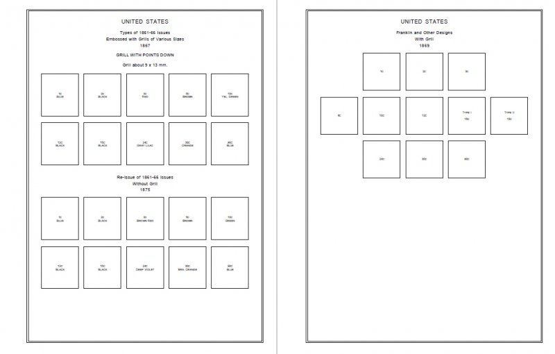 PRINTED UNITED STATES AMERICA [CLASS.] 1847-1940 STAMP ALBUM PAGES (112 pages)
