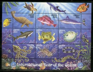 LIBERIA INTERNATIONAL YEAR OF THE OCEAN SHEET MINT NH