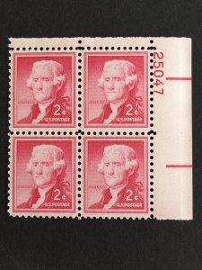 Scott #1033 Thomas Jefferson Plate Block MNH