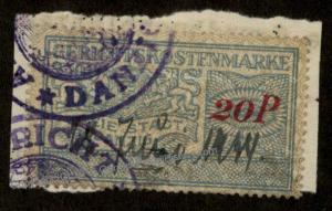Danzig Poland Germany 20P Gerichtskostenmarke Court Fee Revenue Stamp 90941