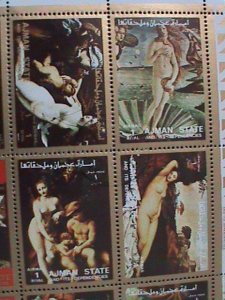 ​AJMAN- WORLD FAMOUS NUDE ARTS PAINTING-2 COMPLETE SETS LARGE SHEET -FANCY CANCL