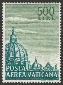 VATICAN 1958 Airmail 500L MNH **. Sass cat €6000. Extremely rare. Certificate.