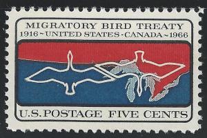 US #1306 5c Migratory Birds over Canada-US Border