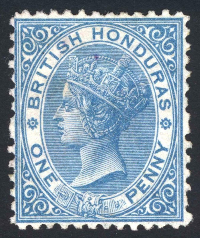 British Honduras 1874 1d Dp Blue WMK CC P12.5 SG 6 Scott 4 MM/MH Cat £110($135)