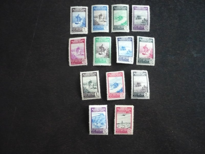 Stamps - Spanish Morocco - Scott#280-291,E11 -Mint Never Hinged Set of 13 Stamps