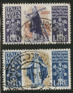 Italy Scott C127-128  Used St. Catherine of Siena set CV$65 1948