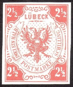 1859, Germany Lubeck, 2 1/2Sch, MNG, Sc 4, Reprint