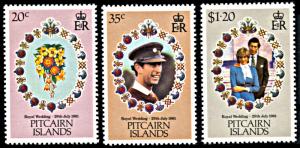 Pitcairn Islands 206-208, MNH, Prince Charles and Lady Diana Royal Wedding