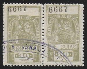 Argentina 1897 Santa Fe Revenue 30P Used Pair. Usual Small faults-