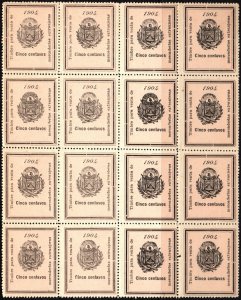 1904 El Salvador Revenue 5 Centavos Entry of Foreign Goods Import Tax Block/16