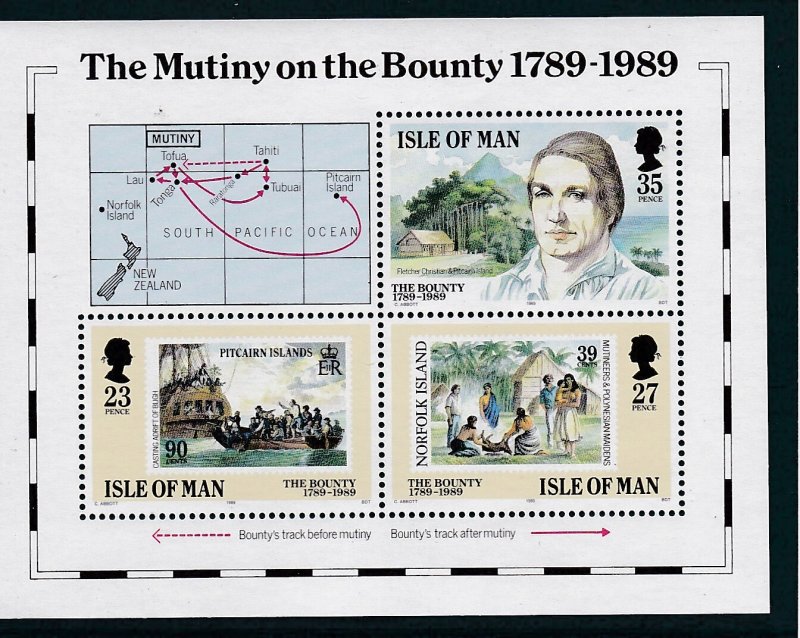 Isle of Man # 389-393, 394, Mutiny on the Bounty, Mint NH, 1/2 Cat.