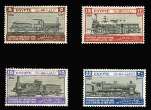 Egypt #168-171 Cat$77, 1933 International Railroad Congress, set of four, lig...