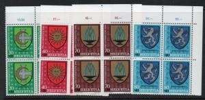Switzerland Sc B475-78 1980 Arms Pro Juventute stamp set mint NH Blocks of 4