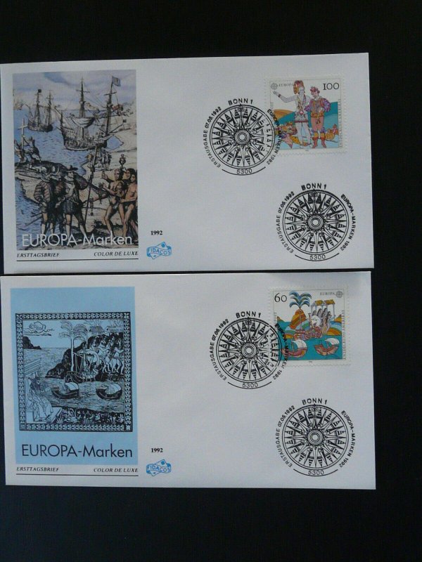 Christopher Columbus discovery of America Europa Cept x2 FDC 1992 Germany 84060