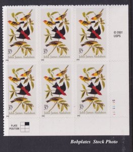 BOBPLATES #3650 Audobon Plate Block of 6 F-VF MNH~See Details for #s/Pos SCV=$6