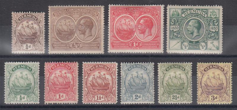 Bermuda Sc 40/89 MLH. 1912-1936 issues, 10 different singles, F-VF