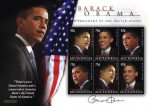 Micronesia 2009 - President Barack Obama - Sheet of 6 Stamps - Scott #784 - MNH