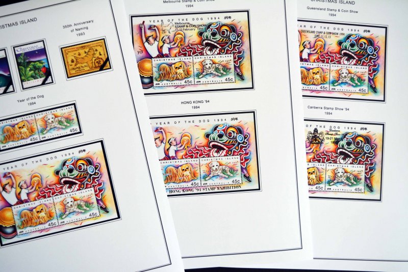 COLOR PRINTED CHRISTMAS ISLAND 1958-2010 STAMP ALBUM PAGES (94 illustr. pages)