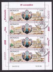 Monaco  #2085    cancelled  1998  sheet  Europa  princes and palace