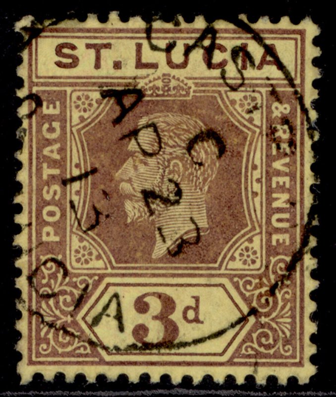 ST. LUCIA GV SG82, 3d purple/yellow, FINE USED. CDS 