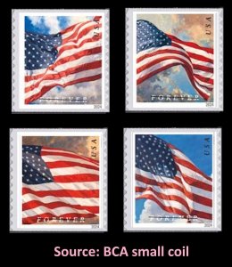 US Old Glory F set 4 (from BCA small coil) MNH 2024 after June 21