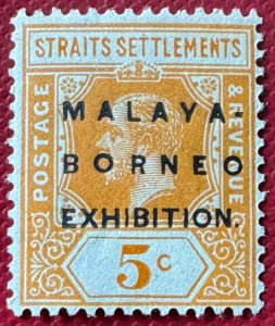 MALAYA-BORNEO EXHIBITION MBE opt Straits KGV 5c MCCA MH SG#243 M5373