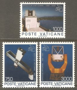 VATICAN Sc# 885 - 887 MNH FVF Set3 Space Telescope Observatory