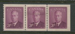 Canada - Scott 286a - General Issue -1948 - MH - Booklet Pane of 3 Stamps