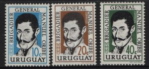 URUGUAY  671-673   MINT HINGED  SET,