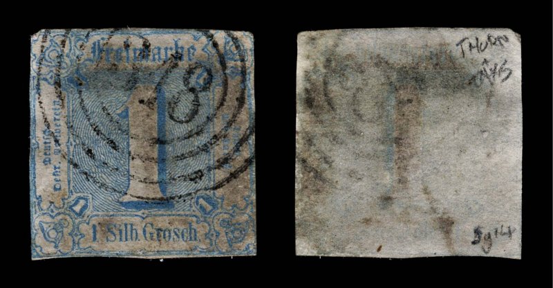 4115: Thurn and Taxis SG14 1 Grosch Blue. 1860. Sc#10 Mi15 Fine Used. C£35