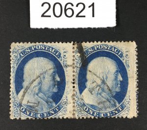 MOMEN: US STAMPS # 24 USED PAIR POS.49-50R8 LOT # 20621