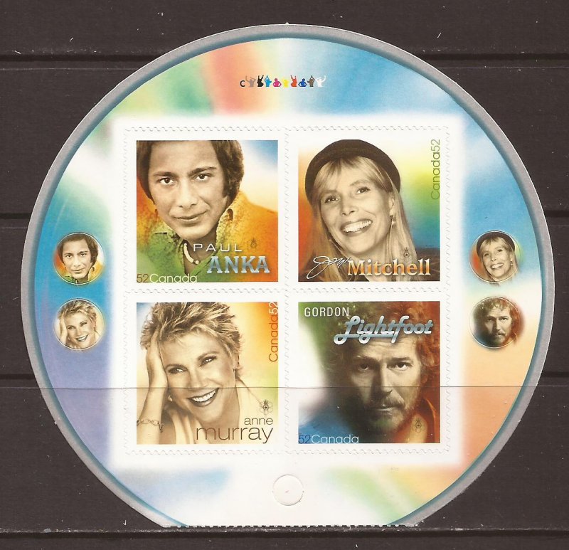 2007 Canada - Sc 2222iii - MNH VF - Booklet Pane - Canadian Recording Artists