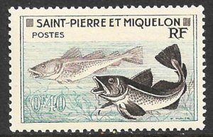 ST PIERRE AND MIQUELON 1957 40c CODFISH Pictorial Sc 351 MLH