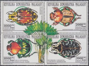 MALAGASY REPUBLIC Sc #1160a-d MNH BLOCK of 4 of DIFF BEETLES